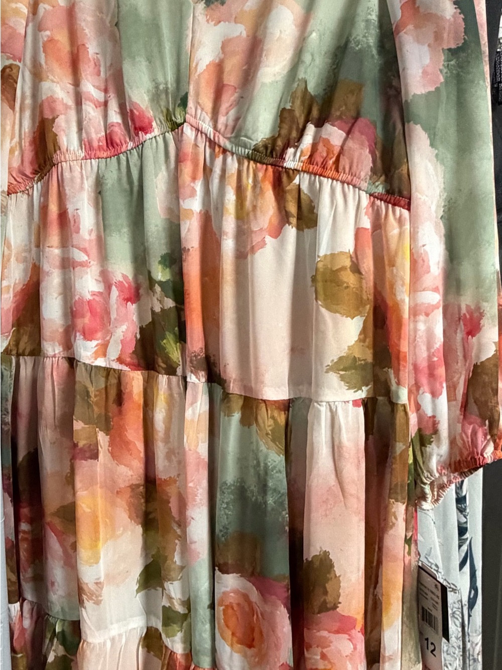 Floral Tiered dress - Pink Green Accent - Picture 2 of 3